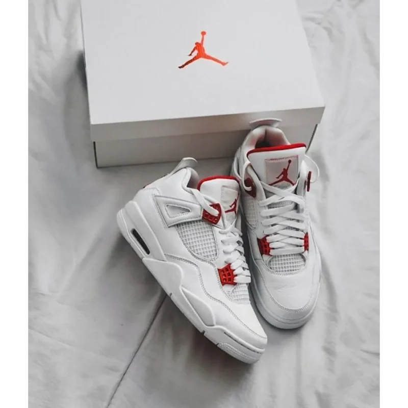 Classy Nike Air Jordan Retro 4 Red Metallic Shoes for Men (SW4731)