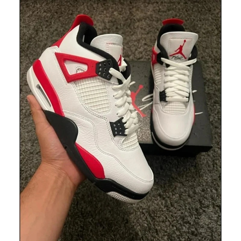 Classy Nike Air Jordan Retro 4 Red Cement Shoes for Men (SW4697)