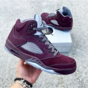 Trendy Jordan Retro 5 Burgundy Shoes for Men (SOH87)