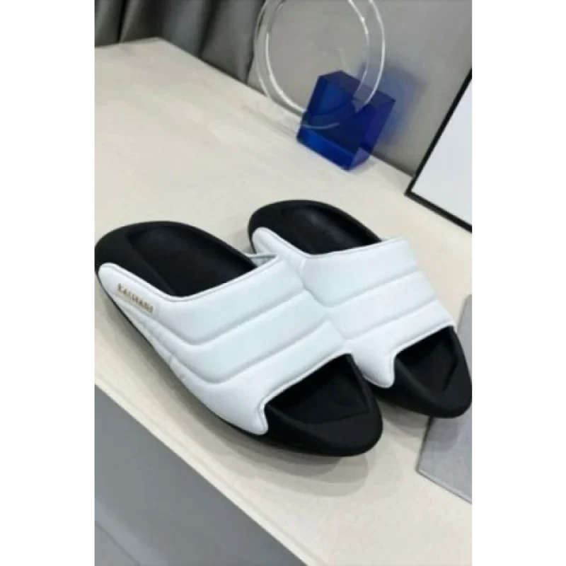 Imported Balmain Slides Black White (SOS2611)