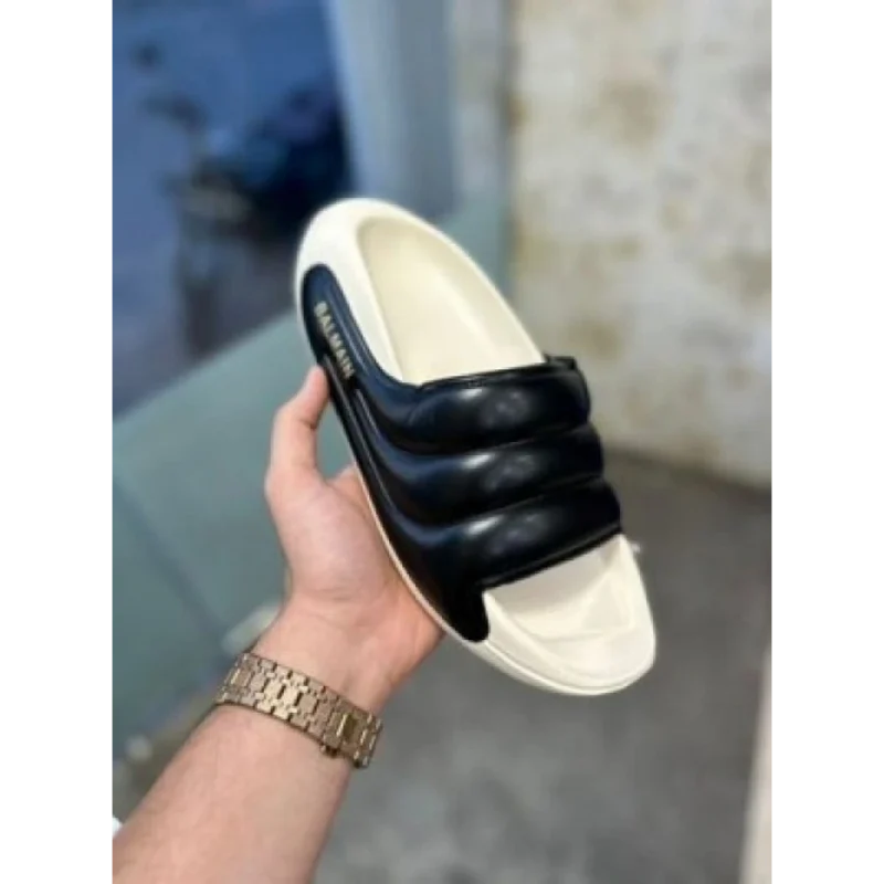 Imported Balmain Slides Beige Black (SOS2610)
