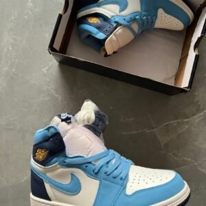 Nike Air Jordan 1 White & Blue Full Leather Men's Shoes