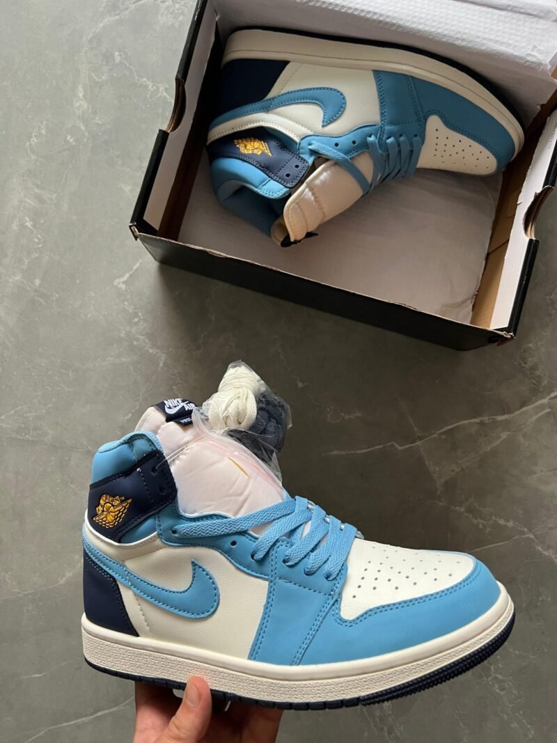 Nike Air Jordan 1 White & Blue Full Leather Men's Shoes