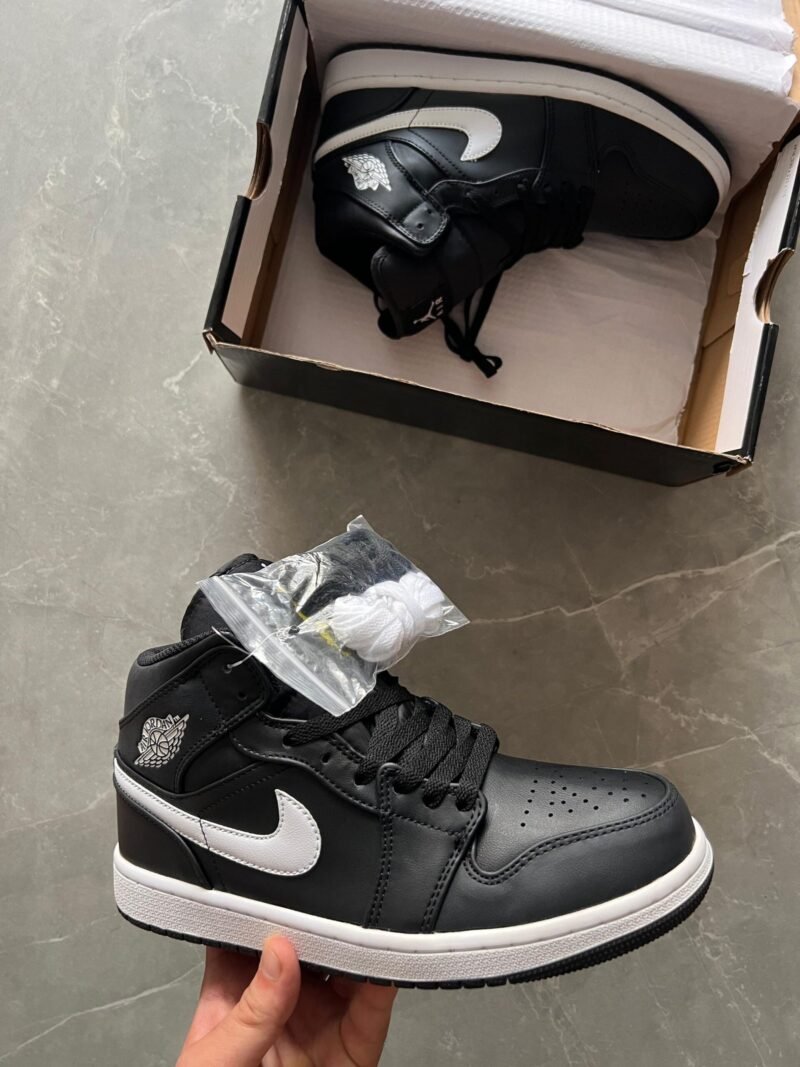 Nike Air Jordan 1 Black & White Full Leather Men's Shoes