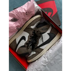 Classy Nike Air Jordan Retro 1 High Travis Scott Brown Shoes for Men (HS43)