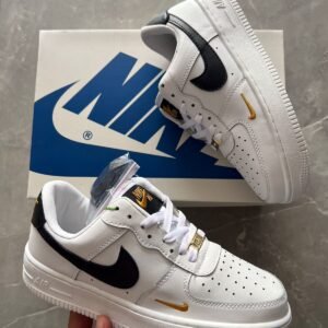 Branded Air Force 1 White Black Gold