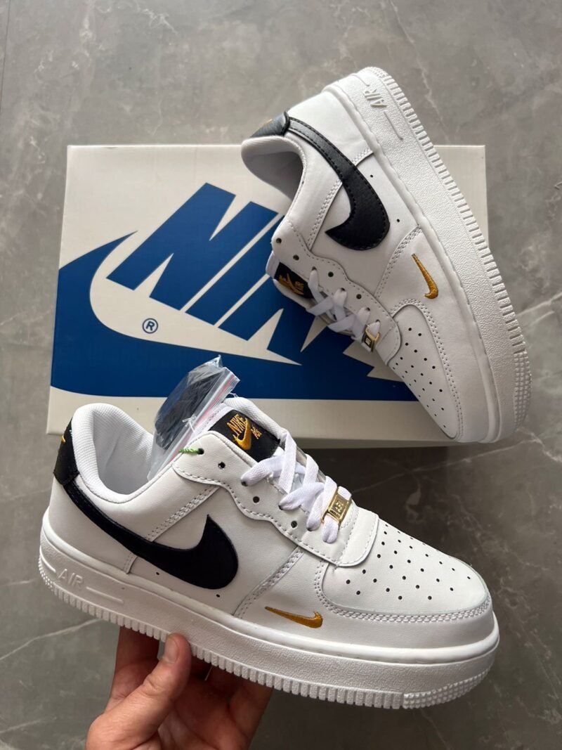 Branded Air Force 1 White Black Gold