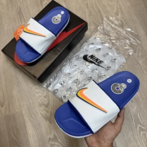 Classy Nike Air Max Cirro White Blue Slides For Men (BH1017)