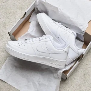 Trendy Nike Air Force 1 White Pure Leather Shoes For Men (SW6215)