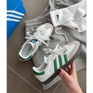 Classy Adidas Samba White Green Shoes For Men (SHH07894)