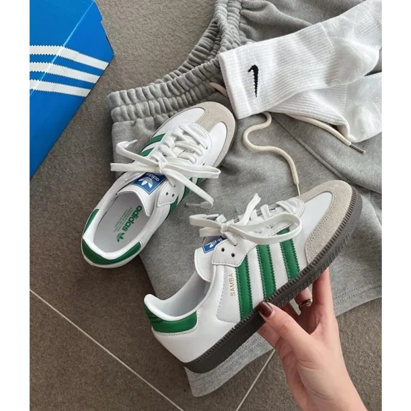 Classy Adidas Samba White Green Shoes For Men (SHH07894)