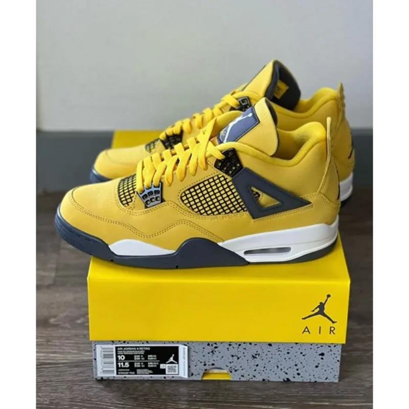 Trendy Jordan Retro 4 Lightning Tour Yellow Shoes For Men (SHUB659)