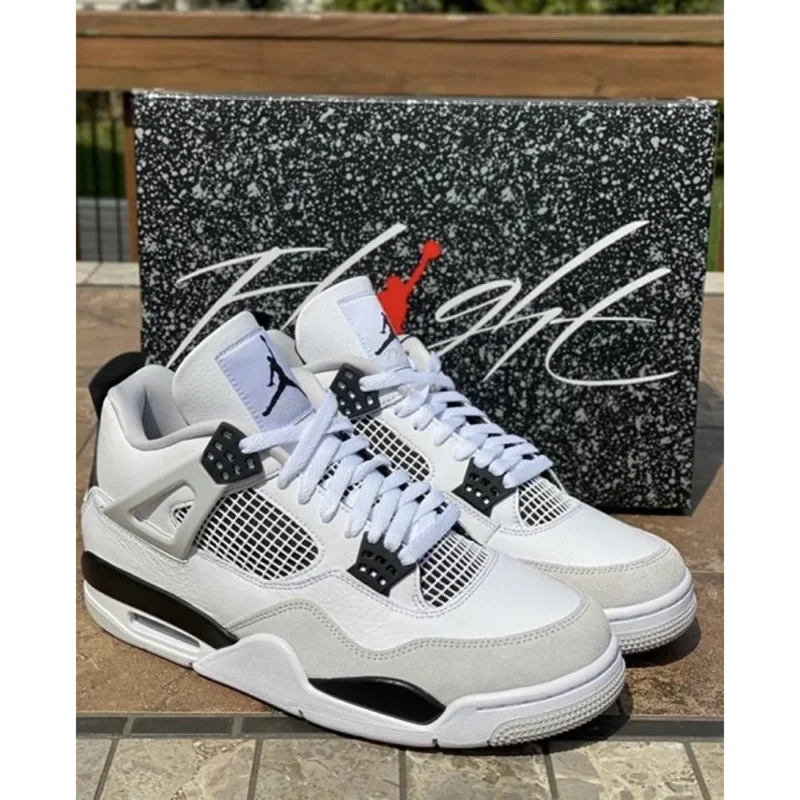 Premium Air Jordan Retro 4 Military Black Shoes For Men (GF1263)