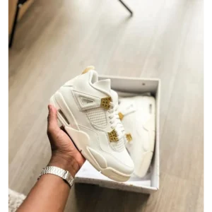 Trendy Nike Jordan 4 Metallic Gold Shoes For Men (SW6819)