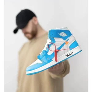 Premium Nike Air Jordan Retro 1 X Off White Blue Shoes For Men (QT301)