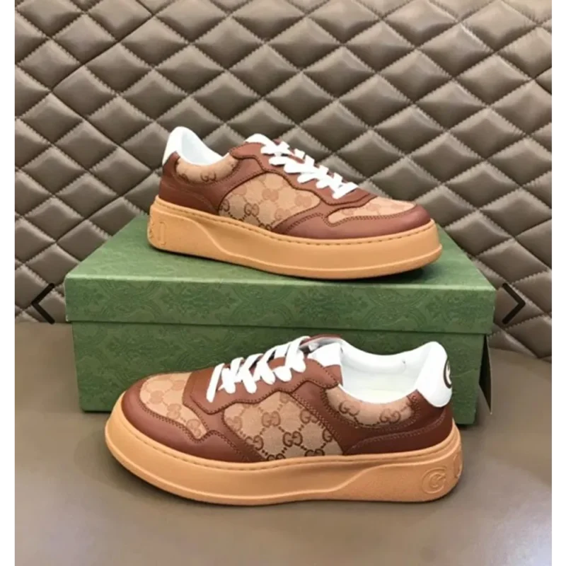 Classy Gucci Embossed Gg Logo Brown Shoes For Men (SHH07783)