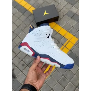 Stylish Air Jordan Retro 6 White Nevy Red Shoes For Men (QT239)