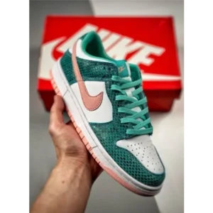 Stylish Nike Dunk Low Washed Teal Snake Shoes For Men (QT236)