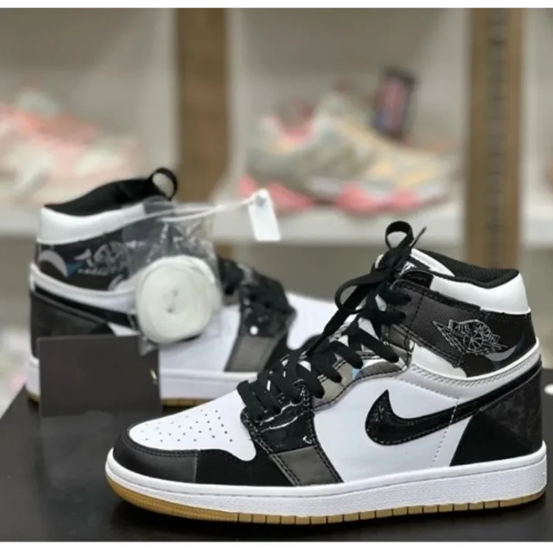 Stylish Nike Air Jordan Retro 1 High Spiderman Black Shoes For Men (QT215)