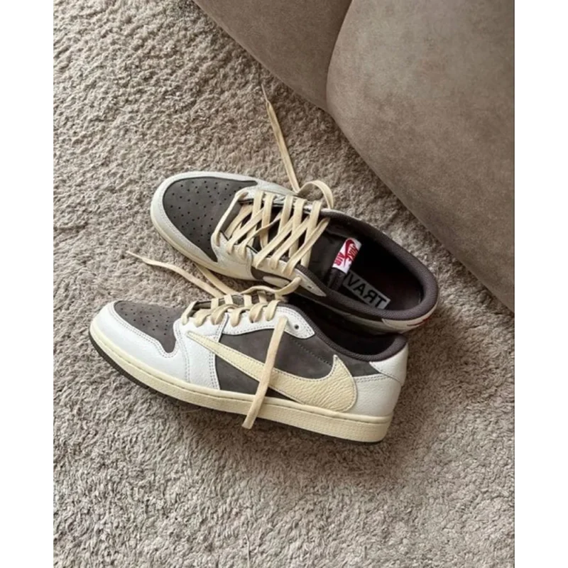 Stylish Nike Air Jordan Retro 1 Low Travis Scott X Reverse Mocha Shoes For Men (QT119)