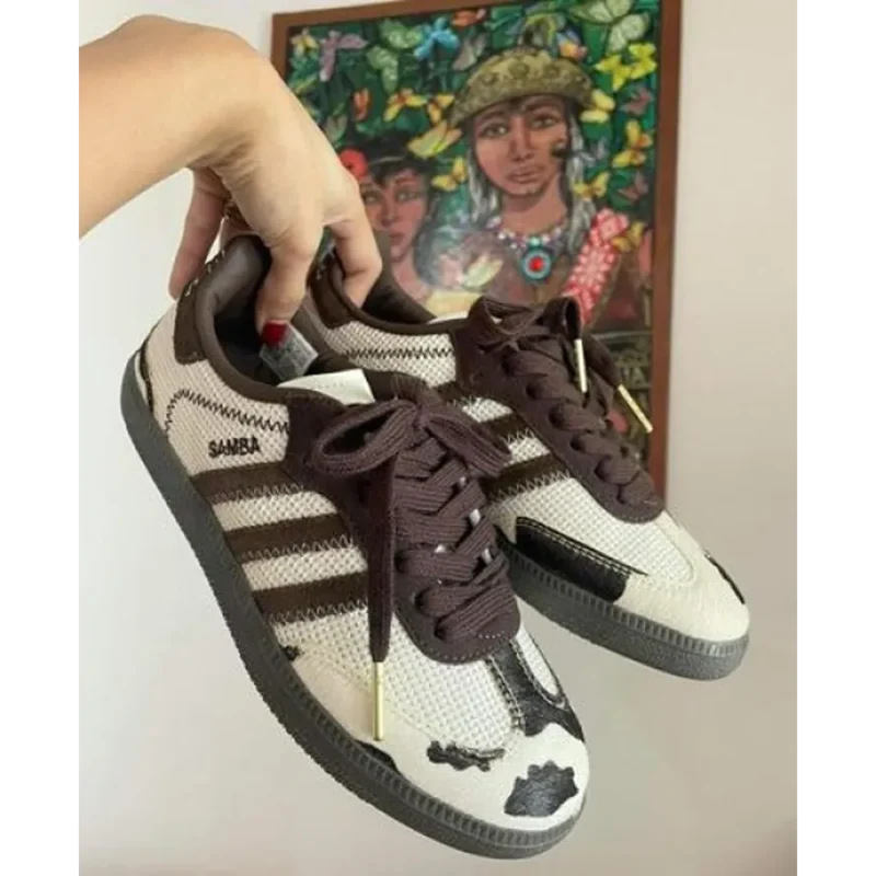 Classy Adidas Samba Notitle Cow Print Brown Shoes For Men (LL597)