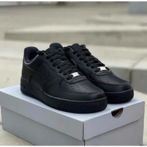 Stylish Nike Air Force 1 Short Black Leather Shoes For Men (SW5641)