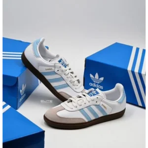 Trendy Samba White Sky Blue Shoes For Men (SHUB730)