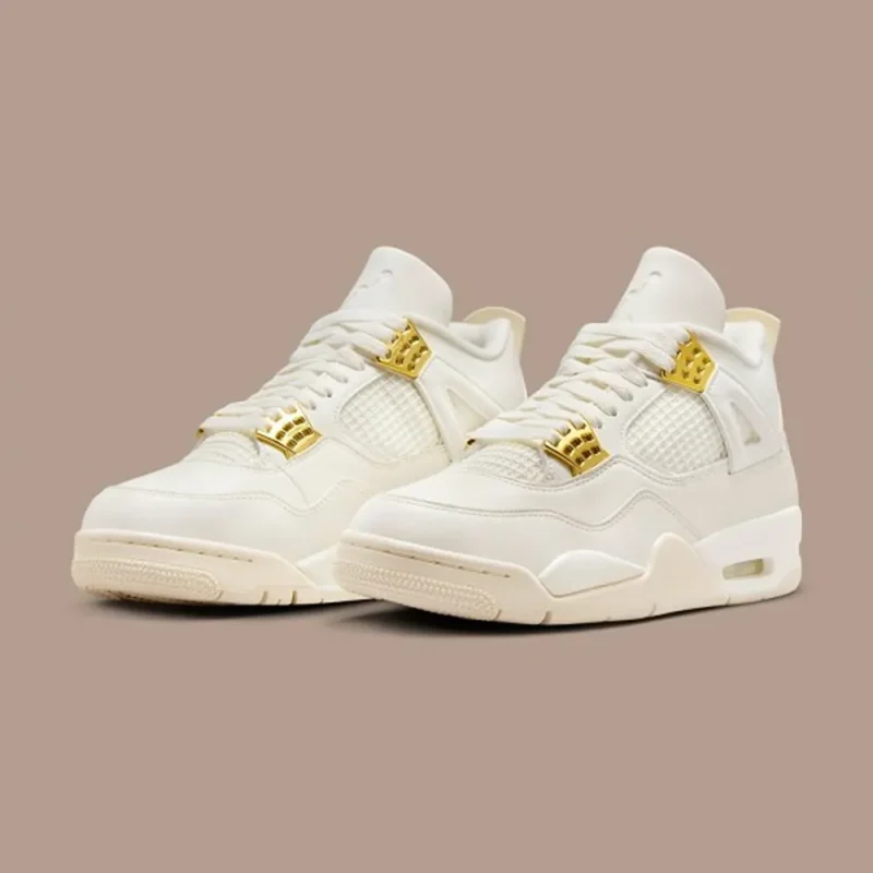 Trendy Nike Air Jordan Retro 4 Sail Gold Shoes For Men (SW5699)