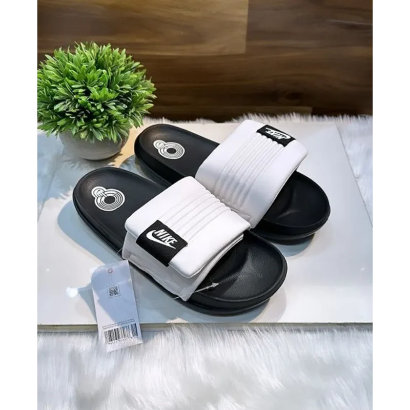 Trendy Nike off Court Adjust Black White Slides For Men (TS779)