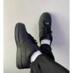 Trendy Nike Air Force 1 Black Pure Leather Shoes For Men (TS783)