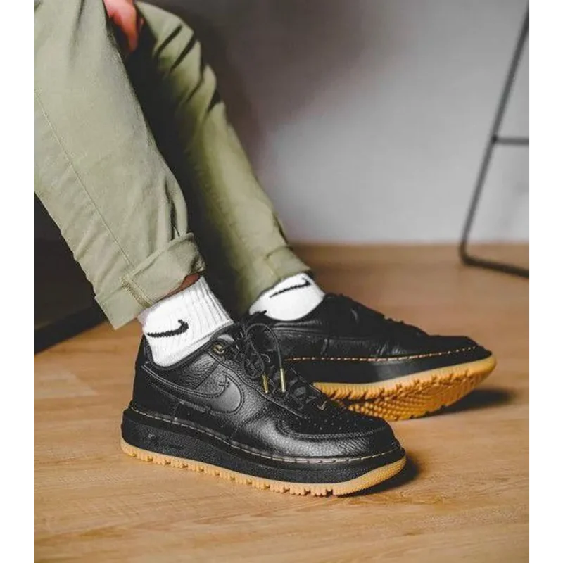 Stylish Nike Airforce 1 Luxe Black Gum Shoes For Men (SP45)