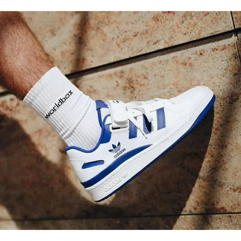 Stylish Adidas Forum 84 Low White Blue Shoes For Men (SP49)