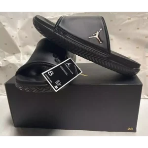 Trendy Air Jordan Super Play Black Gold Slide For Men (TS920)