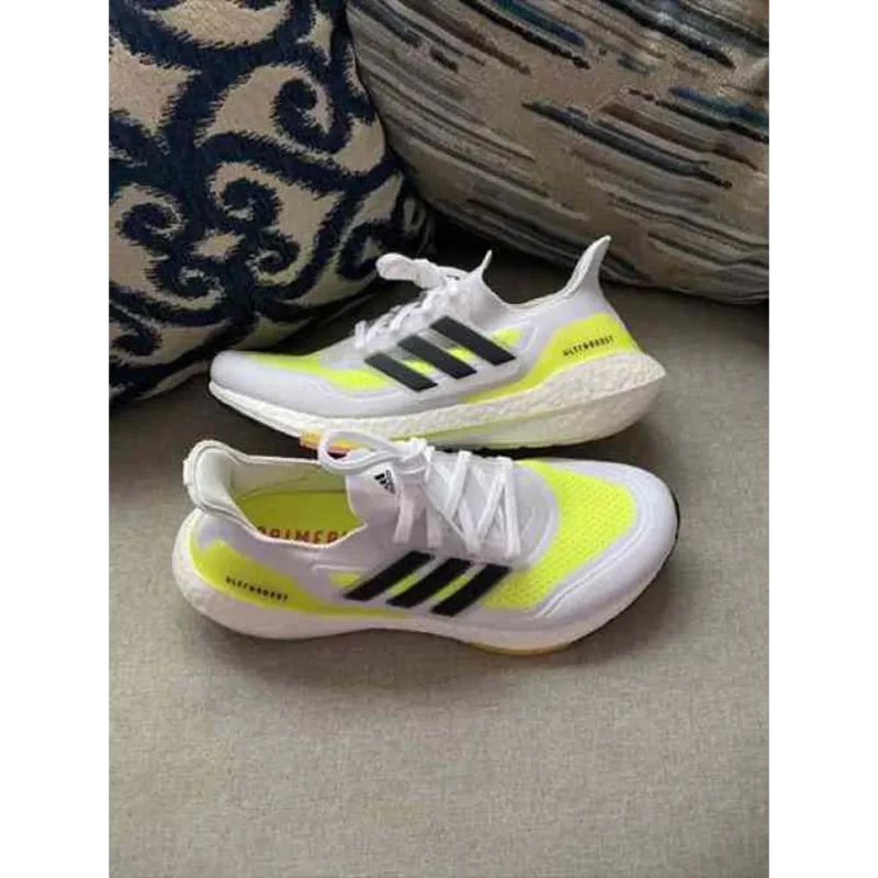 Trendy Adidas Ultraboost 21 White Neon Ms Dhoni Edition Shoes For Men (SF26)
