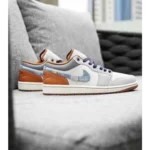 Trendy Air Jordan 1 Low Se Phantom Repaired Denim Swoosh Shoes For Men (SF28)