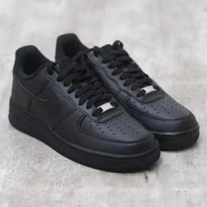 Trendy Nike Air Force 1 Black Pure Leather Shoes For Men (SF82)