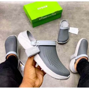 Trendy Crocs Lite Ride Grey White Clogs For Men (SF90)