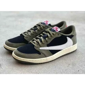 Premium Air Jordan Retro 1 Travis Scott Black Olive Shoes For Men (BME26)