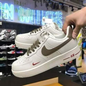 Classy Air Force 1 Mini Red Swoosh Milk Coffe Shoes For Men (SHI186)