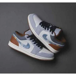 Premium Air Jordan 1 Low Se Phantom Repaired Denim Swoosh Shoes For Men (SHI471)