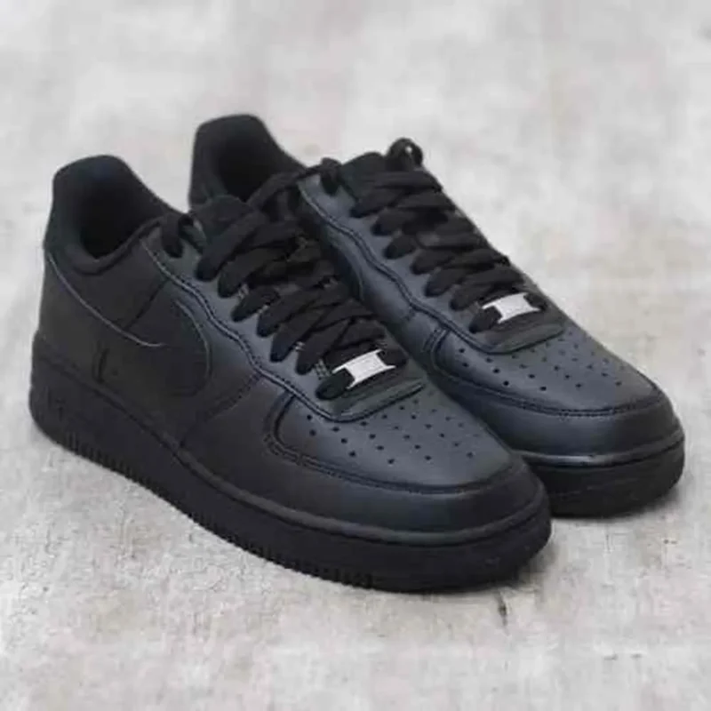 Premium Nike Air Force 1 Black Pure Leather Shoes For Men (SHI518)
