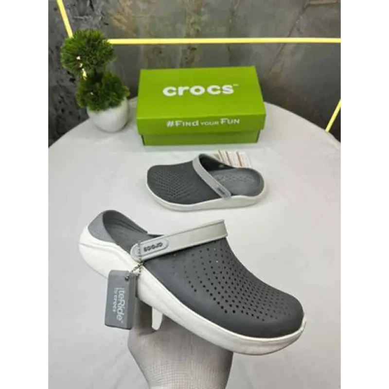 Premium Crocs Lite Ride Grey White Clogs For Men (SHI524)
