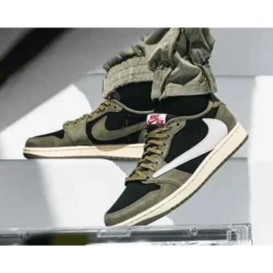Classy Air Jordan 1 Low X Travis Scott Black Olive Shoes For Men (SP244)