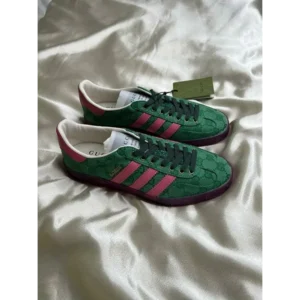Premium Adidas X Gucci Gazellee Green Pink Shoes For Men (BSF1571)
