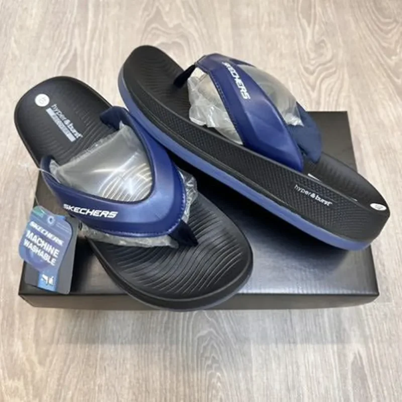 Luxurious Skechers Hyper Burst Simplex Navy Black Slides For Men (SIG62)