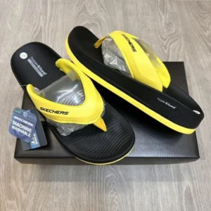 Luxurious Skechers Hyper Burst Simplex Yellow Black Slides For Men (SIG63)