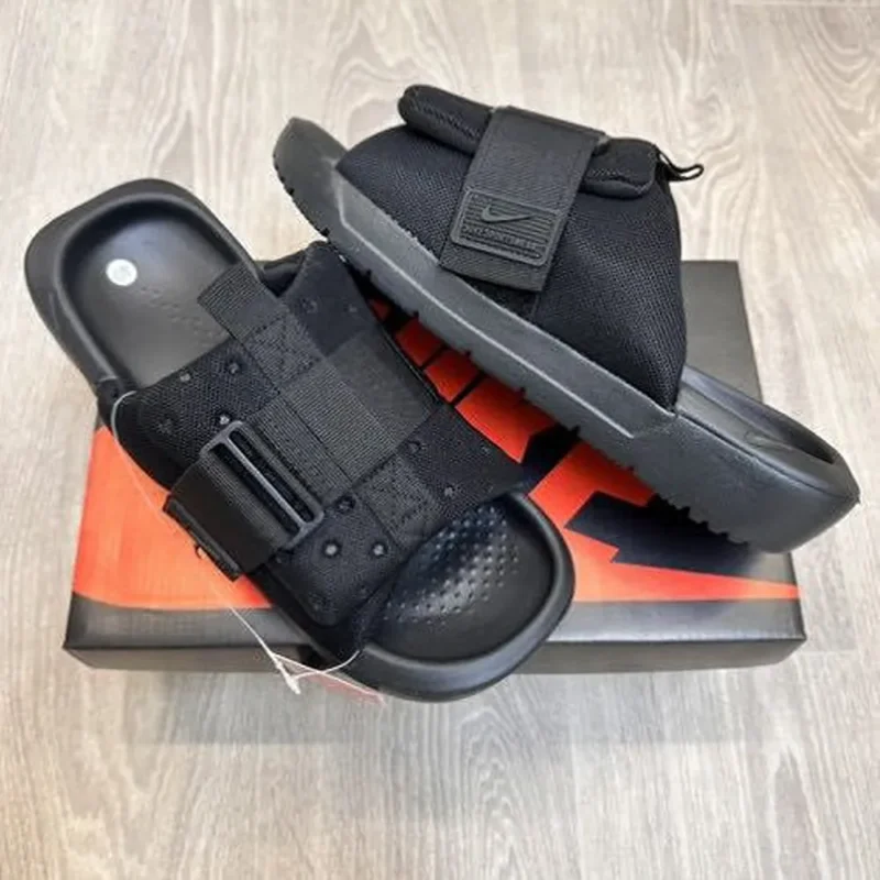Trendy Nike Asuna 3 Adjust Black Slides For Men (FF553)