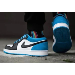 Trendy Nike Air Jordan 1 Low Laser Blue White Shoes For Men (FF656)