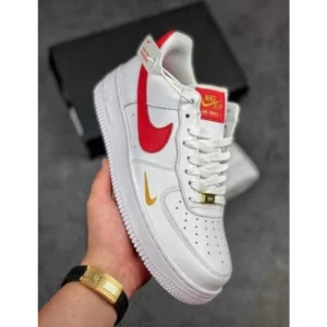 Trendy Nike Air Force 107 Essential White Red Shoes For Men (FF732)
