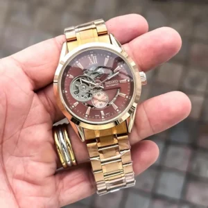 Premium Seiko Automatic Watch Rose Brown For Men (FT1413)